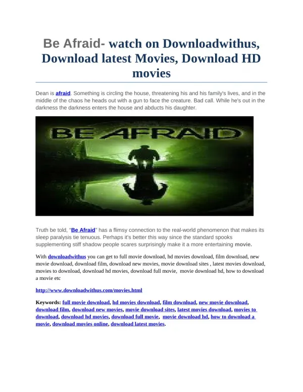 Be Afraid- watch on Downloadwithus, Download latest Movies, Download HD movies