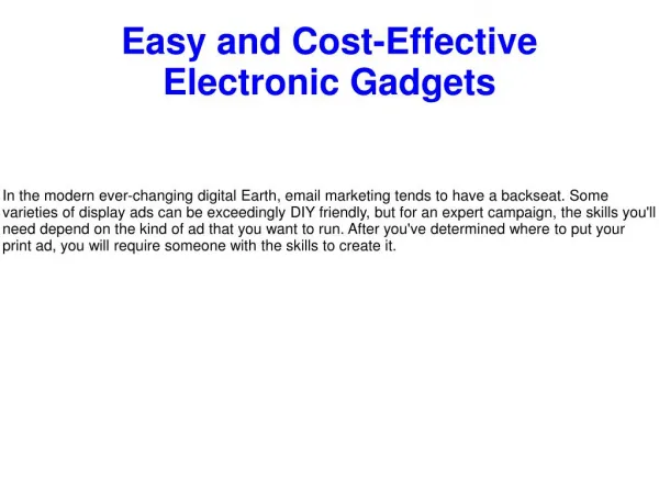 Easy and Cost-Effective Electronic Gadgets