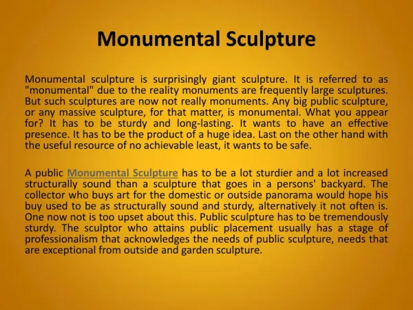 Little Known Ways to Monumental Sculpture