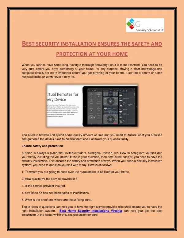 Best Security Installation Ensures The Safety And Protection At Your Home - 3G Security Solutions