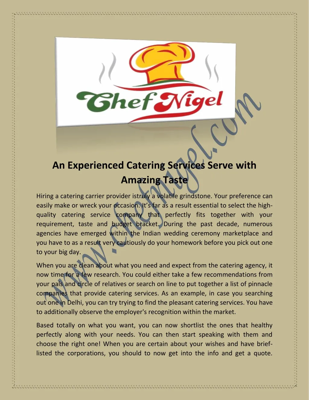 an experienced catering services serve with