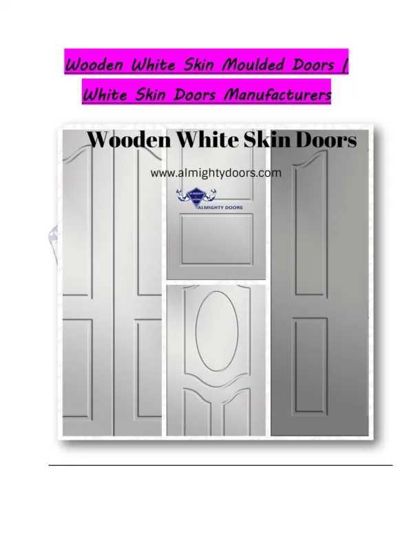 Wooden White Skin Moulded Doors | White Skin Doors Manufacturers