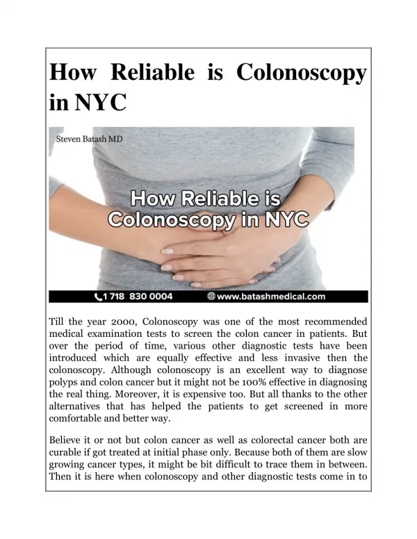 How Reliable is Colonoscopy in NYC