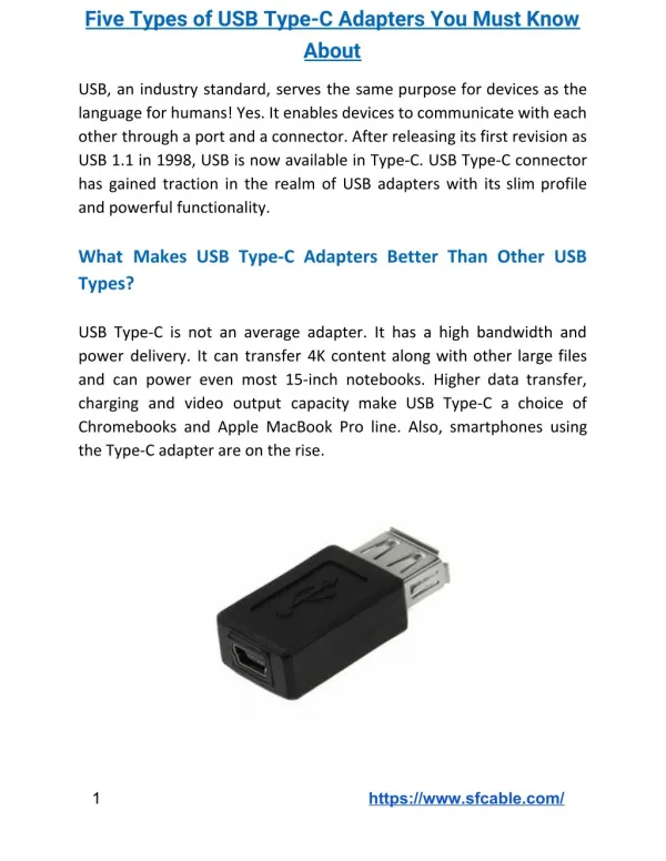 Five Types of USB Type-C Adapters You Must Know About