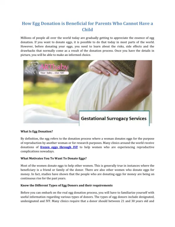How Egg Donation is Beneficial for Parents Who Cannot Have a Child