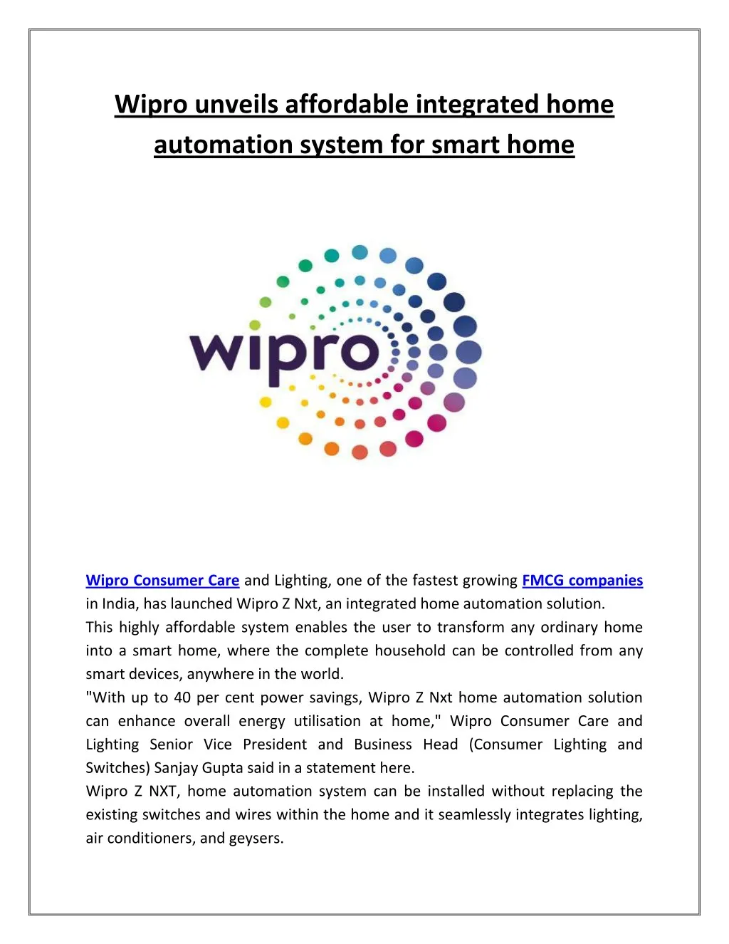 wipro unveils affordable integrated home