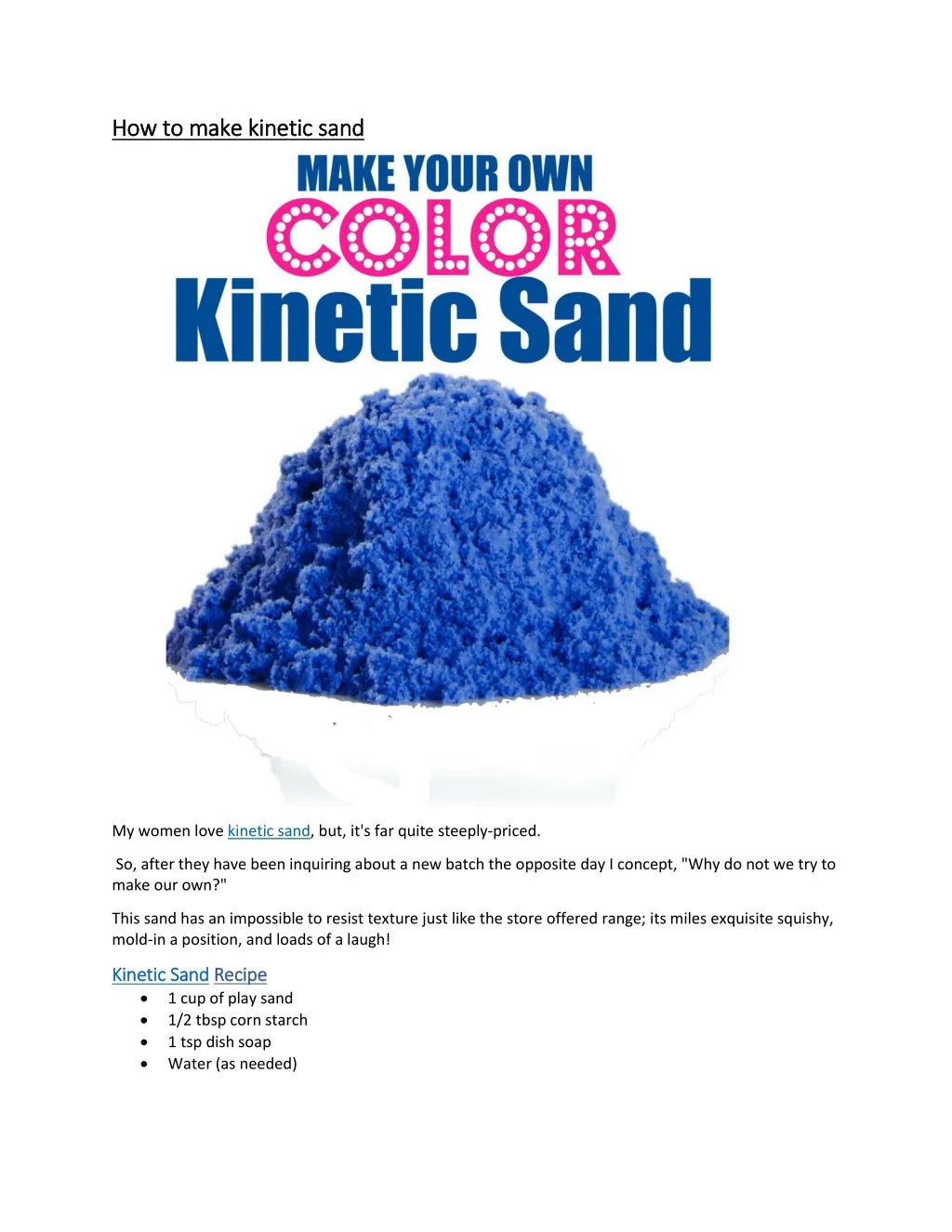 h how to make kinetic sand ow to make kinetic sand