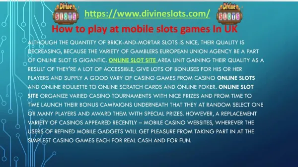 How to play at mobile slots games In UK