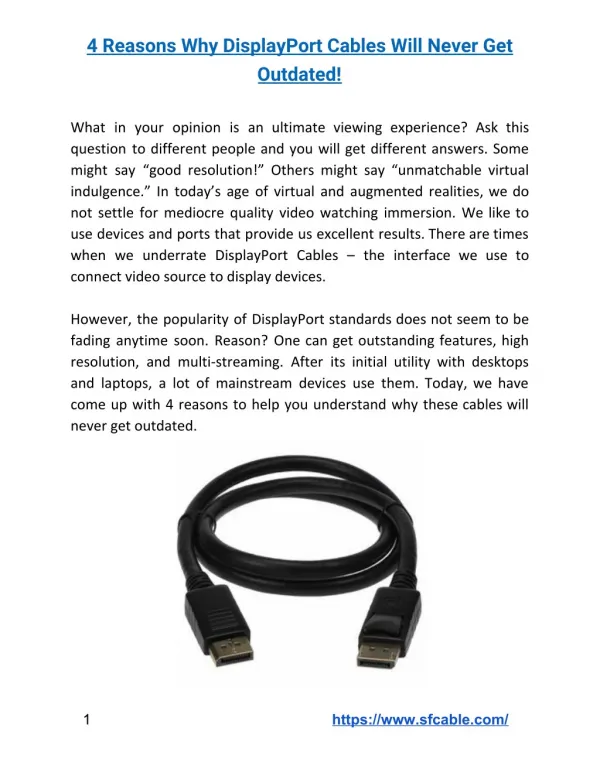 4 Reasons Why DisplayPort Cables Will Never Get Outdated!