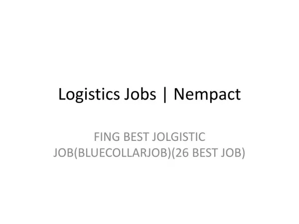Logistics Jobs | Nempact