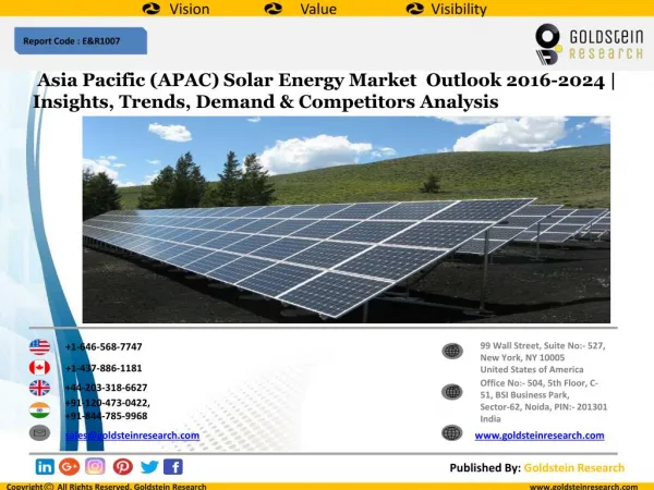 Asia Pacific (APAC) Solar Energy Market Outlook 2016-2024 | Insights, Trends, Demand & Competitors Analysis