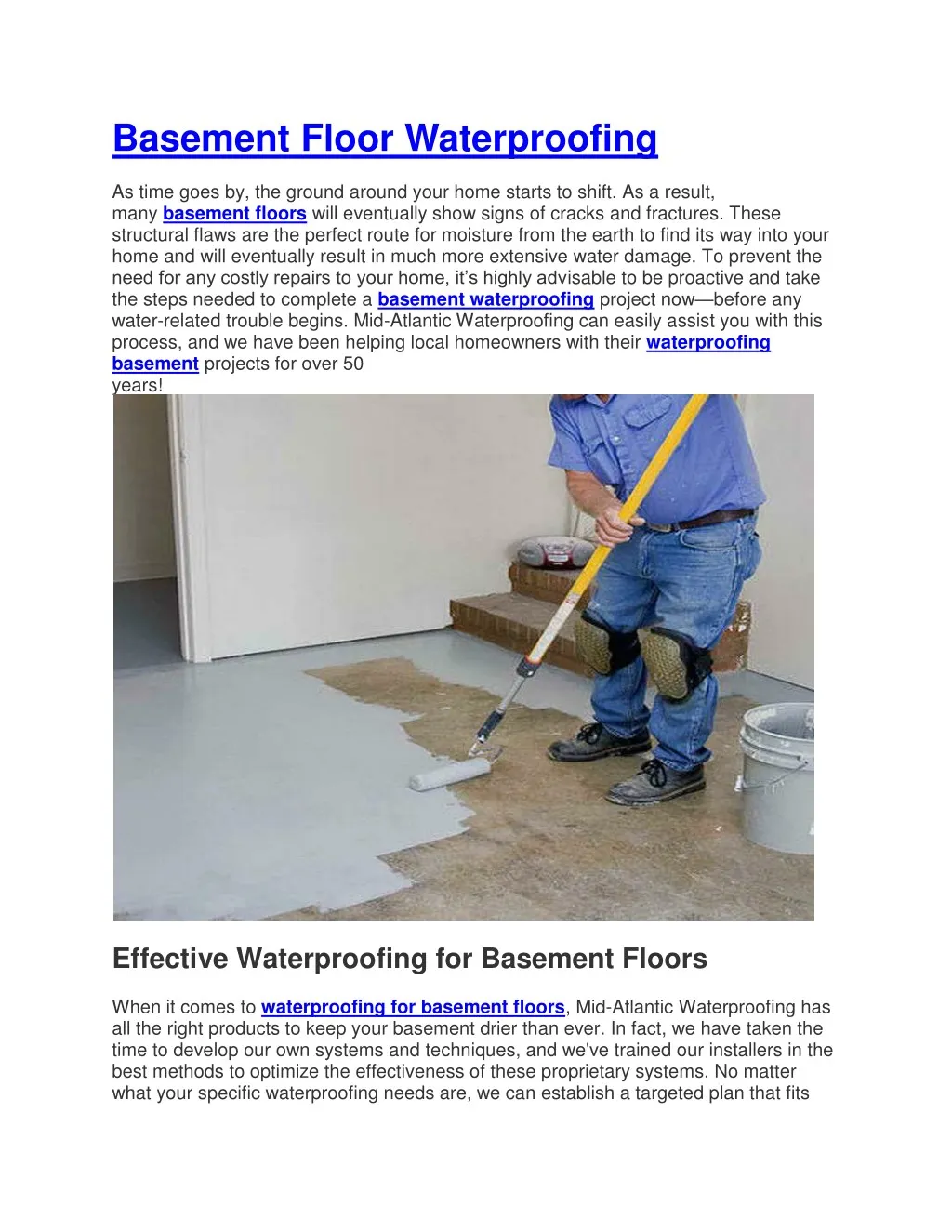 basement floor waterproofing