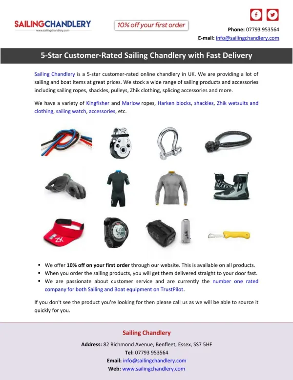 5-Star Customer-Rated Sailing Chandlery with Fast Delivery