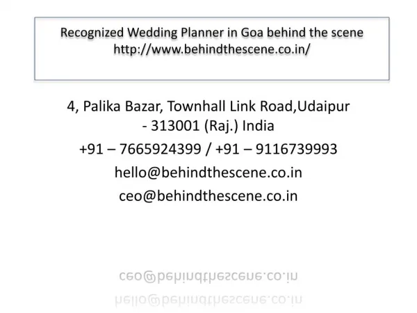 Recognized Wedding Planner in Goa behind the scene