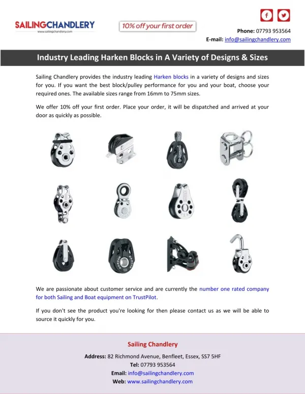 Industry Leading Harken Blocks in A Variety of Designs & Sizes