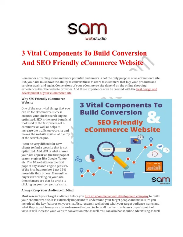 3 Vital Components To Build Conversion And SEO Friendly eCommerce Website