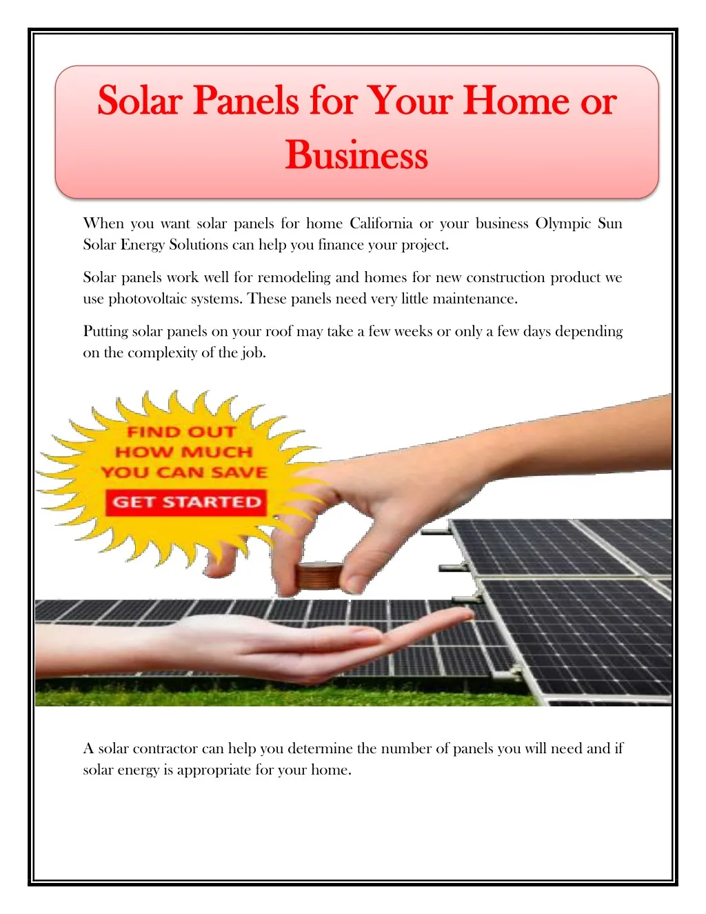 solar panels for your home or solar panels