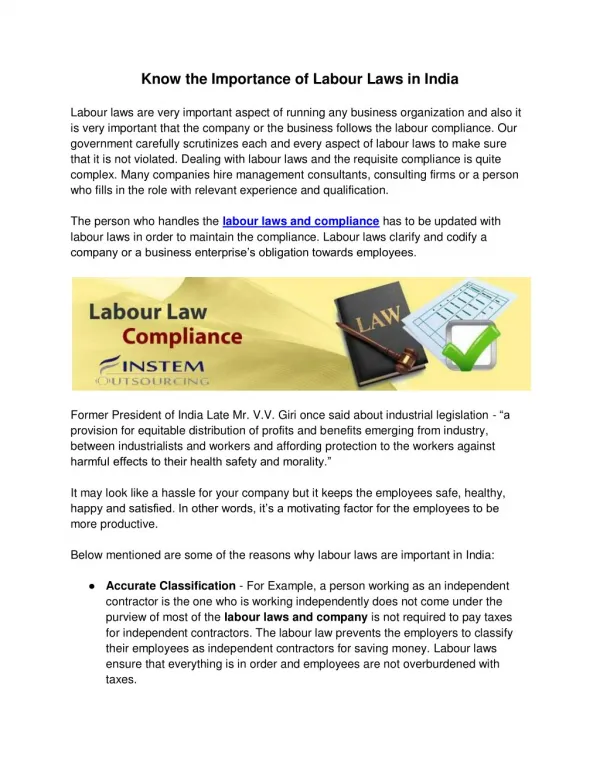 Know the Importance of Labour Laws in India