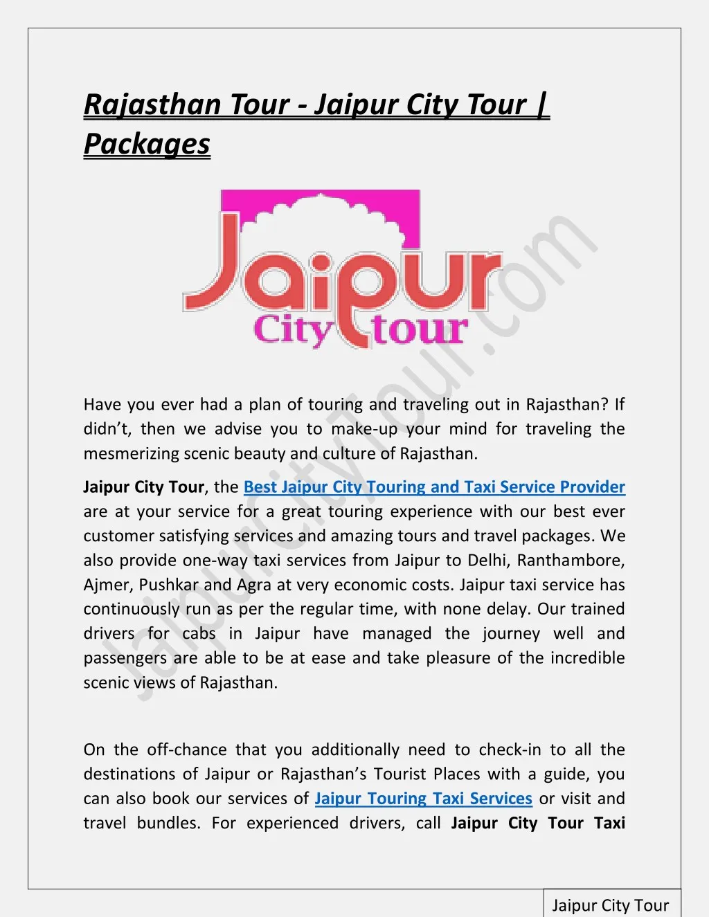 rajasthan tour jaipur city tour packages