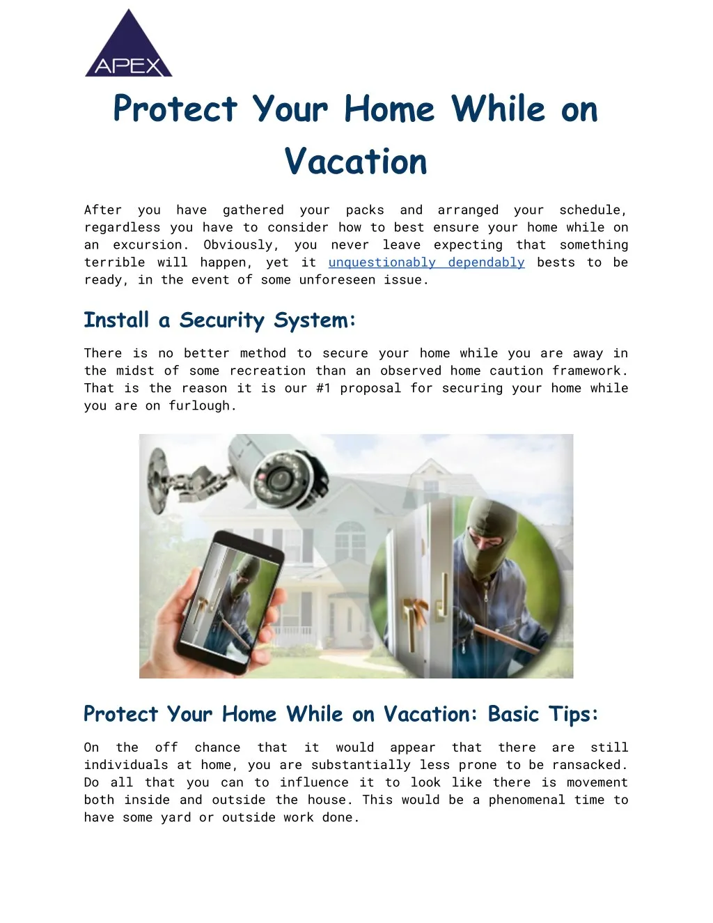 protect your home while on vacation
