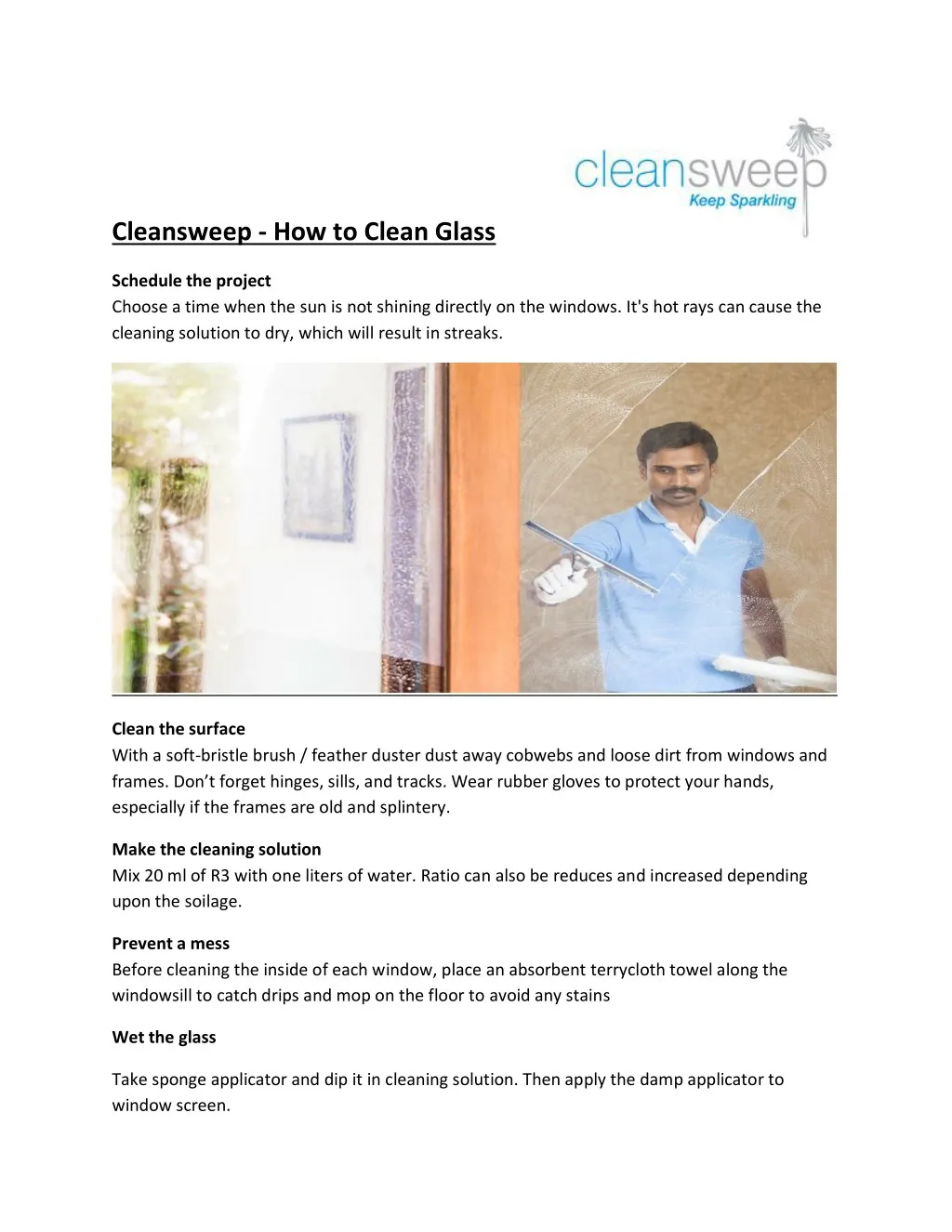 cleansweep how to clean glass