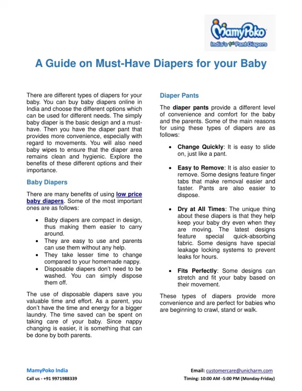 A Guide on Must-Have Diapers for your Baby