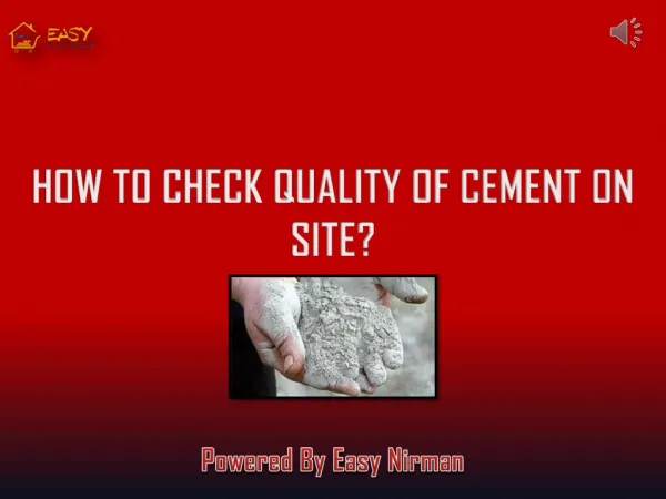 HOW TO CHECK QUALITY OF CEMENT ON SITE | EASY NIRMAN