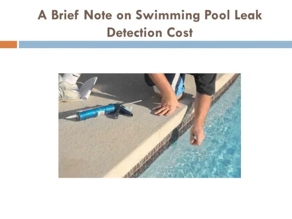 A Brief Note on Swimming Pool Leak Detection Cost