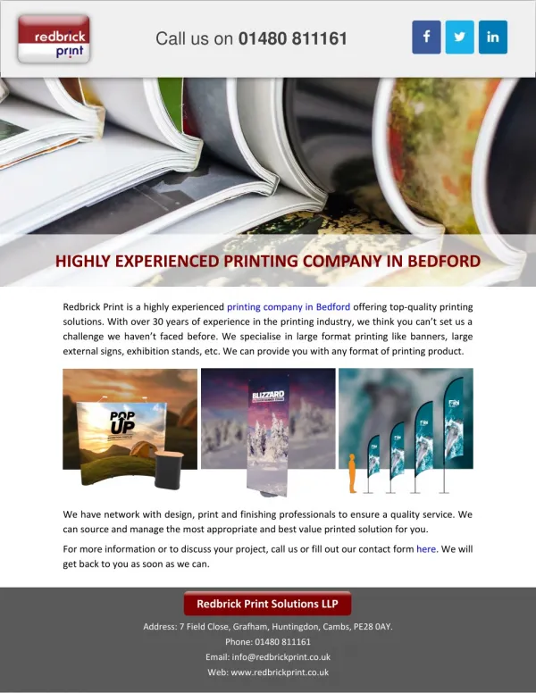 HIGHLY EXPERIENCED PRINTING COMPANY IN BEDFORD