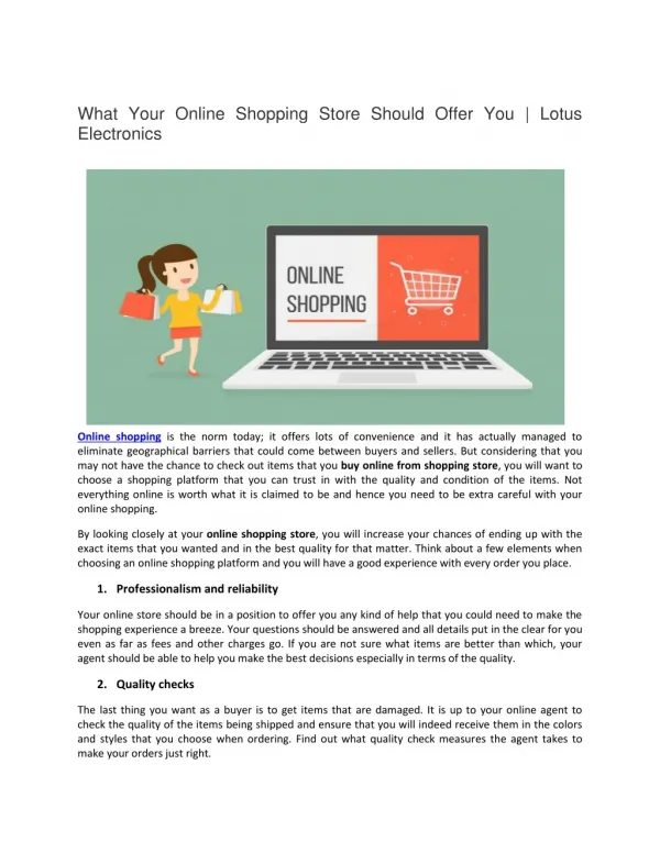 what your online shopping store should offer