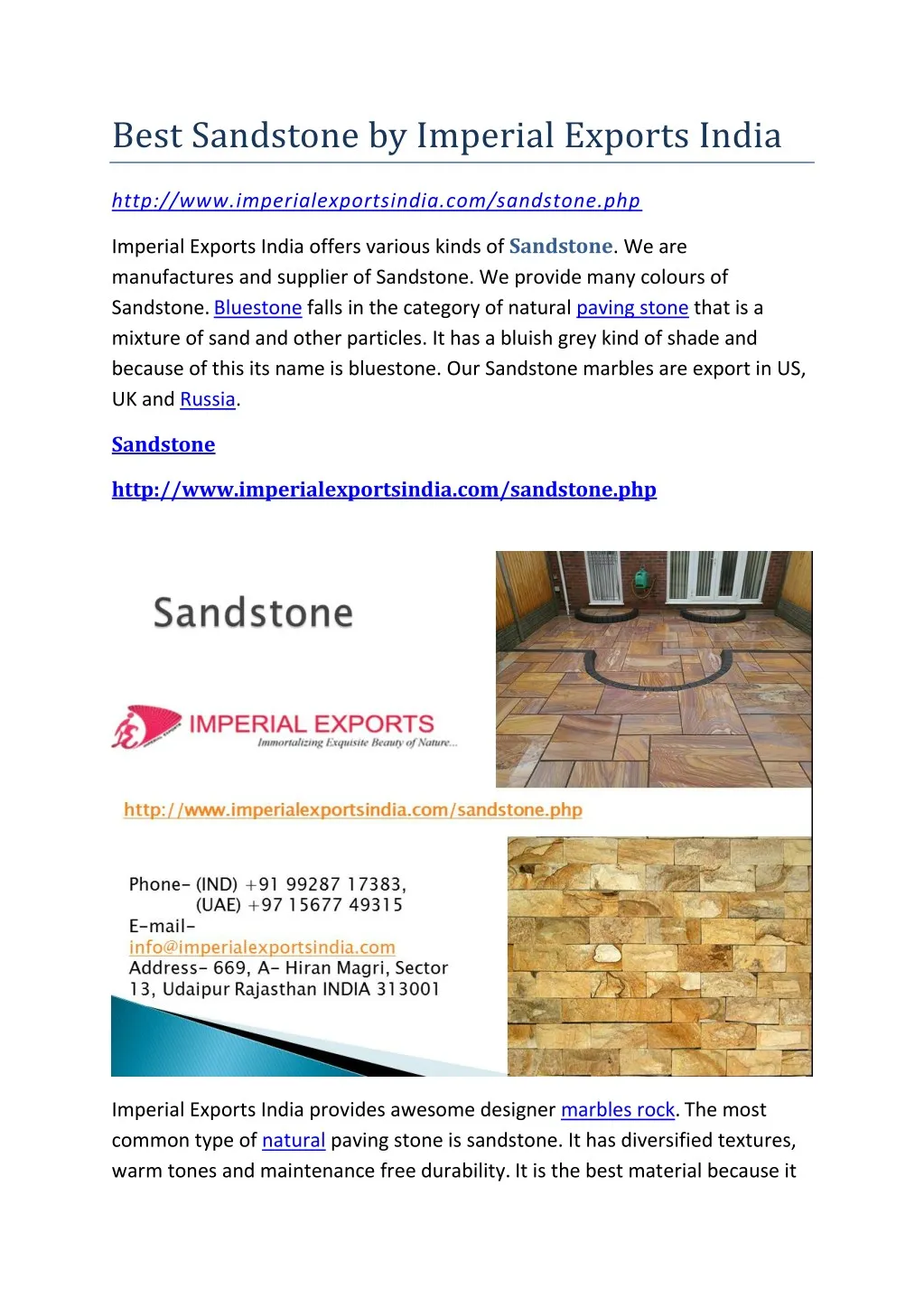 best sandstone by imperial exports india