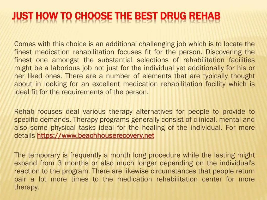 just how to choose the best drug rehab