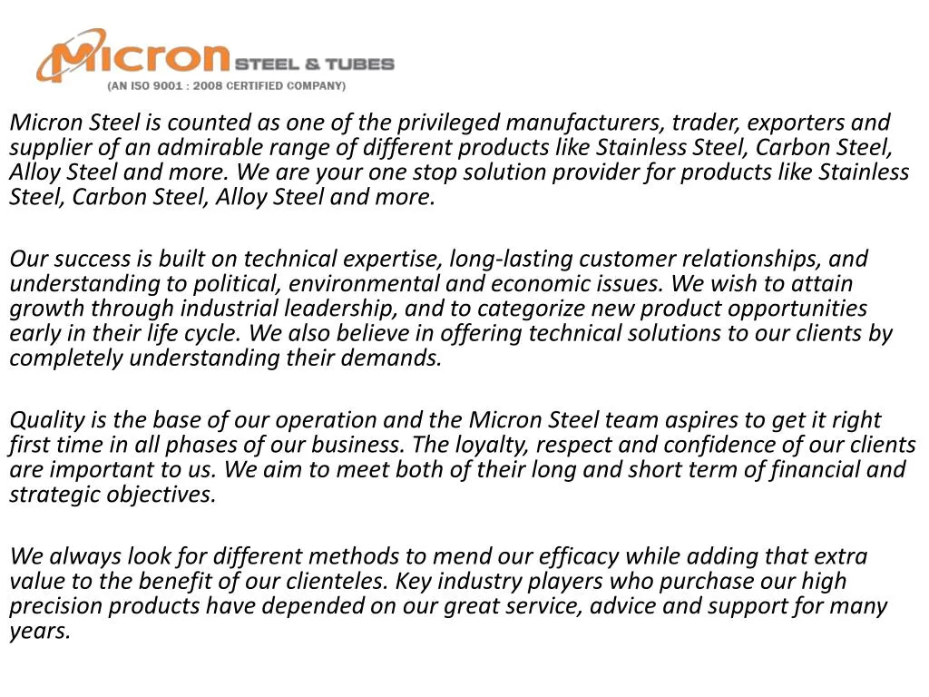 micron steel is counted as one of the privileged