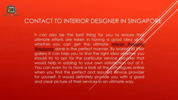Contact to Interior Designer in Singapore