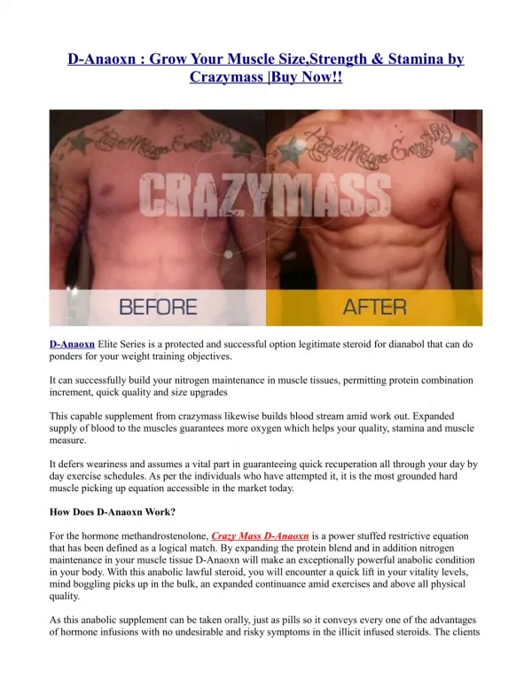 D-Anaoxn : Grow Your Muscle Size,Strength & Stamina by Crazymass |Buy Now!!