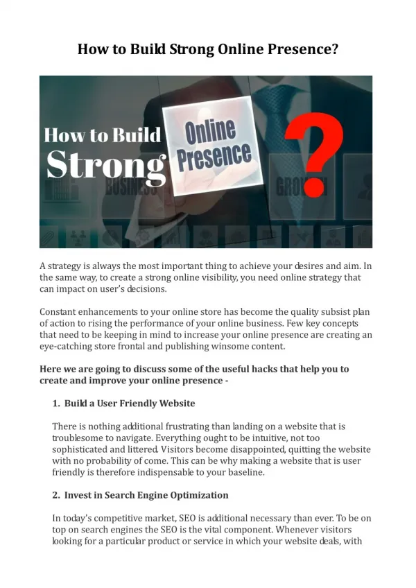 How to Build Strong Online Presence?