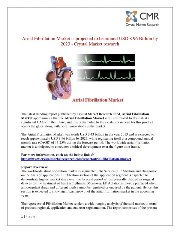 Atrial Fibrillation Market Key Manufacturing Base and Forecast by 2014 - 2023