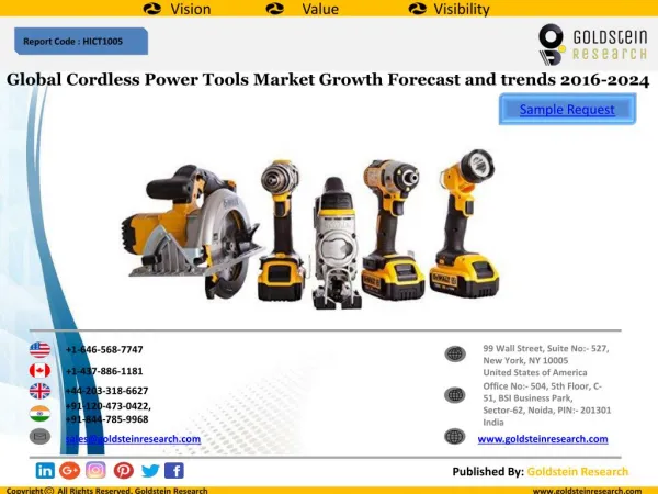 Global Cordless Power Tools Market Growth Forecast and trends 2016-2024