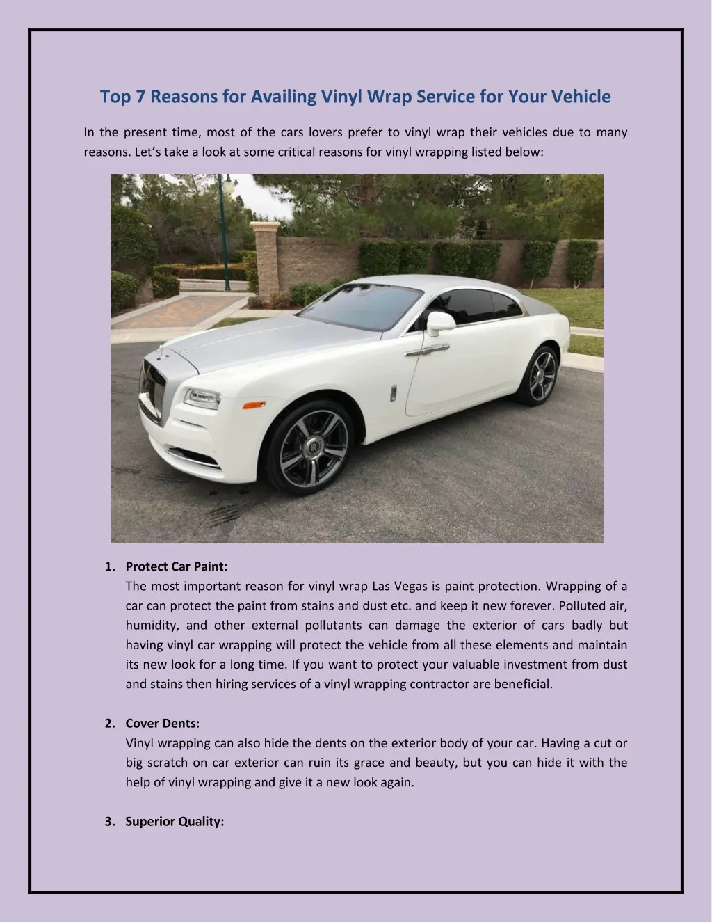 top 7 reasons for availing vinyl wrap service