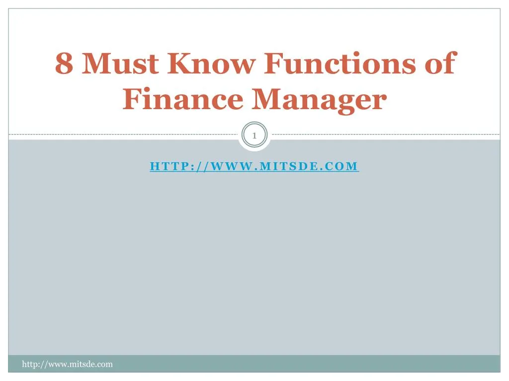 8 must know functions of finance manager