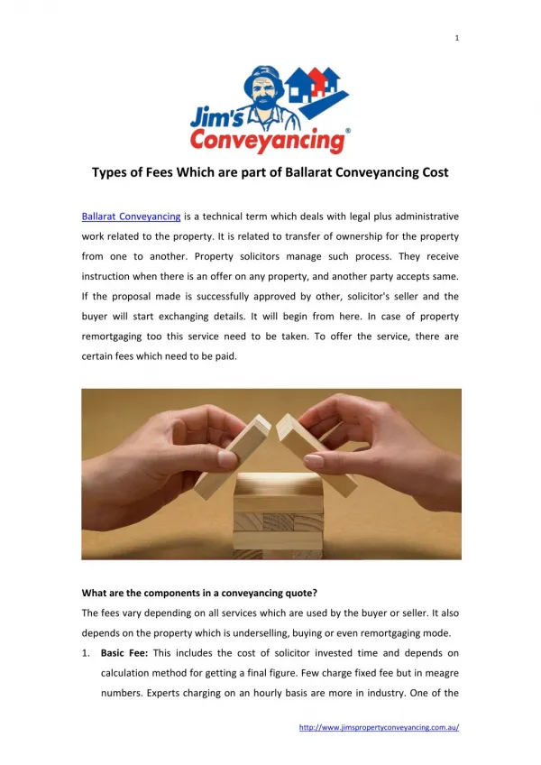 Types of Fees Which are part of Ballarat Conveyancing Cost
