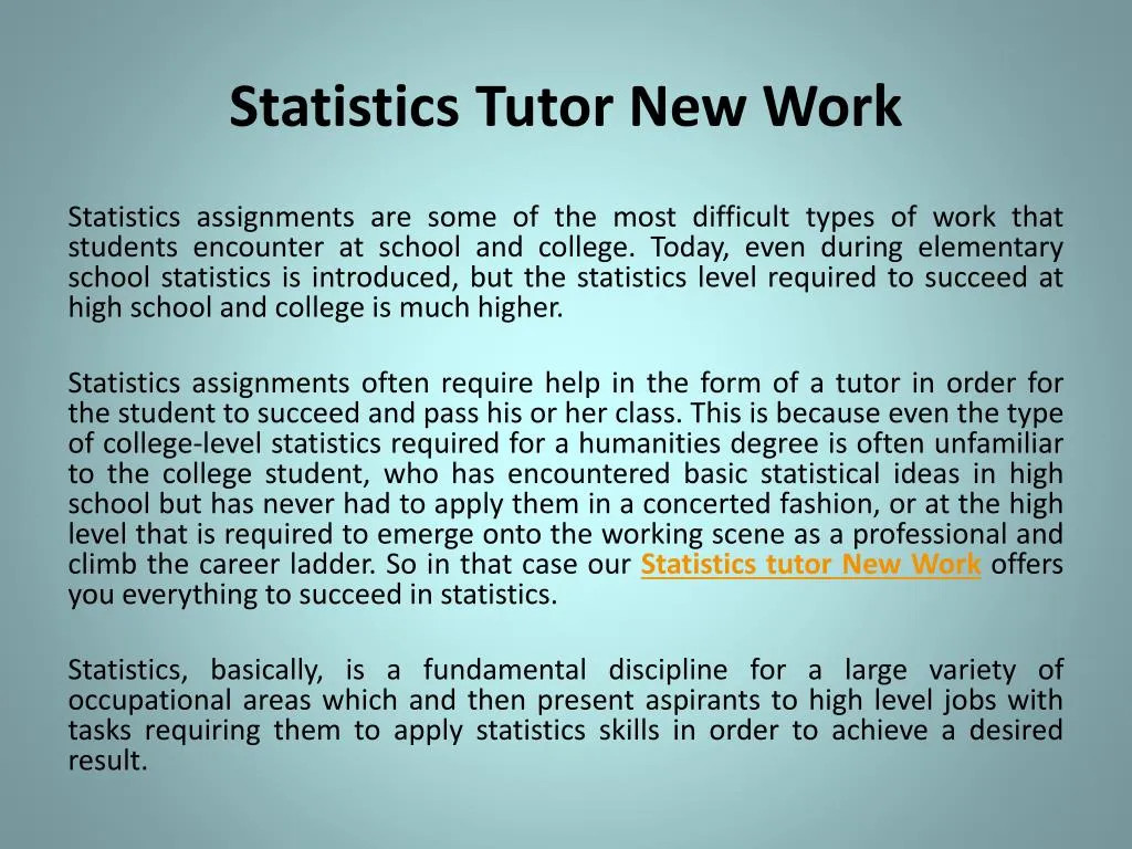 statistics tutor new work