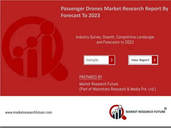 Global Passenger Drones Market –Challenges, Key Vendors, Drivers, Trends and Forecast to 2023