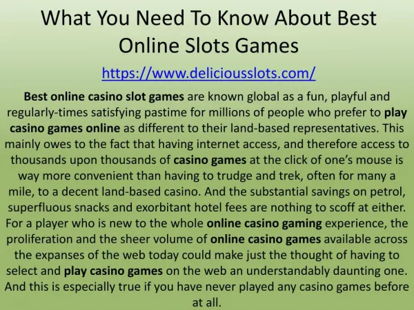 What You Need To Know About Best Online Slots Games
