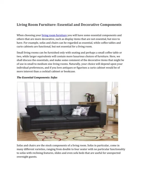 Living Room Furniture: Essential and Decorative Components