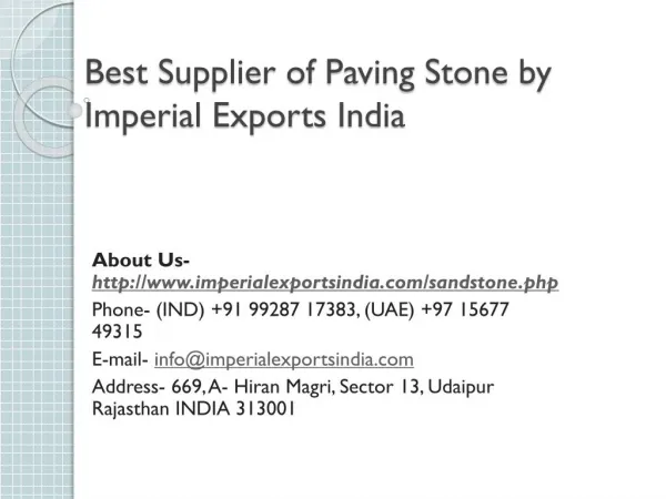 Best Supplier of Paving Stone by Imperial Exports India