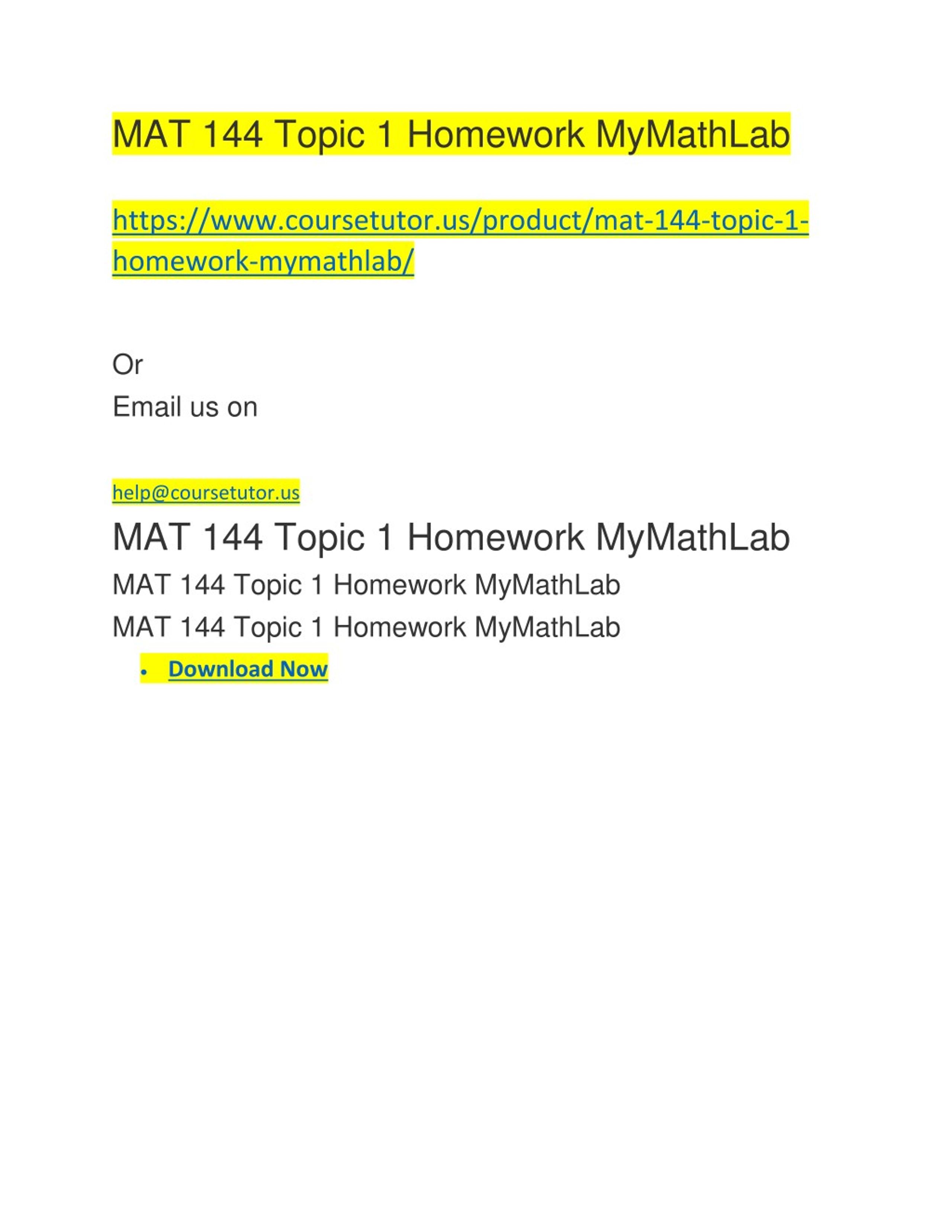 PPT - MAT 144 Topic 1 Homework MyMathLab PowerPoint Presentation, free ...