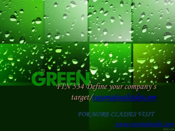 FIN 534 Define your companyâ€™s target Become Exceptional/tutorialoutletdotcom