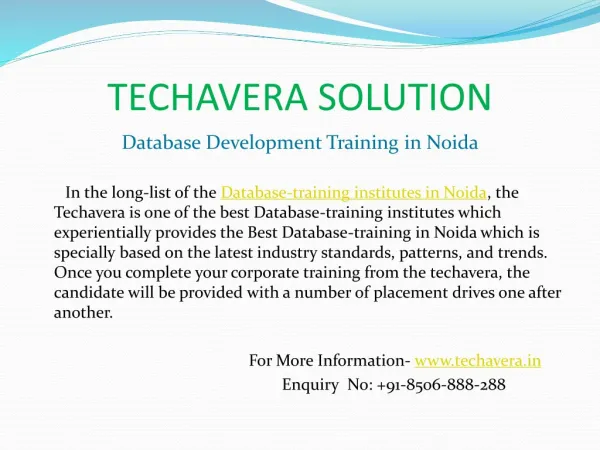 Database training course in noida
