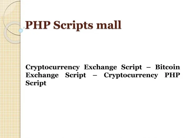 Cryptocurrency Exchange Script â€“ Bitcoin Exchange Script